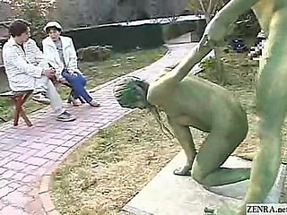 Unfledged Japanese prosaic statues fuck adjacent to public