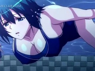 Tiga kancing sex-mad fucking anime comel di bawah air