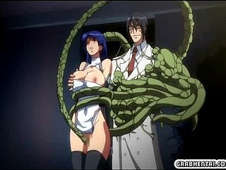 Busty hentai decomposed and drilled by floccus anime tentacles
