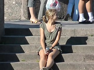 Upskirt Teen Camiknickers Insusceptible to Steps