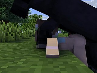 Minecraft- वह घोड़े और एक वुल्फ द्वारा गड़बड़